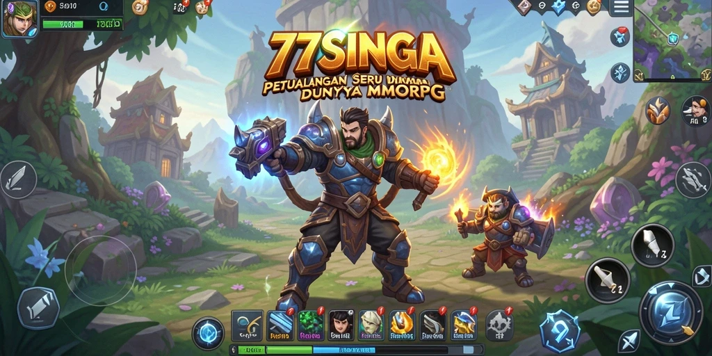 Screenshot gameplay <strong>77SINGA</strong> menunjukkan aksi seru dalam pertarungan MMORPG.