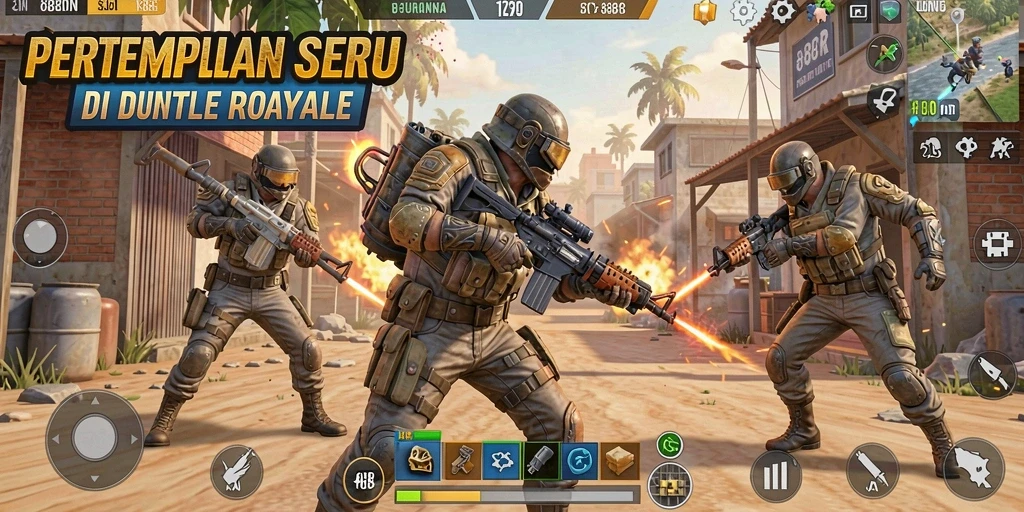 Gameplay seru di 888R saat pertarungan Battle Royale.