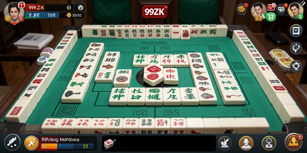 Screenshot gameplay 99ZK yang menampilkan strategi Mahjong.