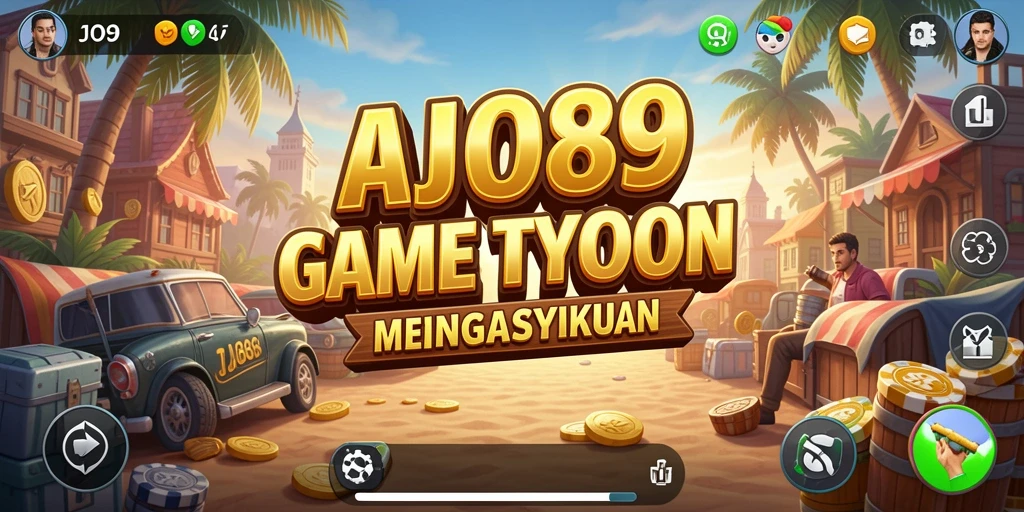 Tampilan gameplay <strong>AJO89</strong> menampilkan bisnis yang sedang dikelola dengan sukses.