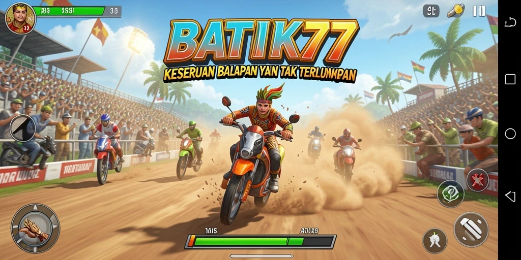 Tampilan gameplay balapan yang mengesankan di BATIK77.