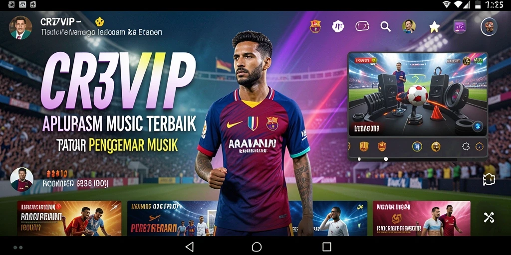 Tampilan gameplay CR7VIP dengan berbagai pilihan musik dan fitur interaktif.