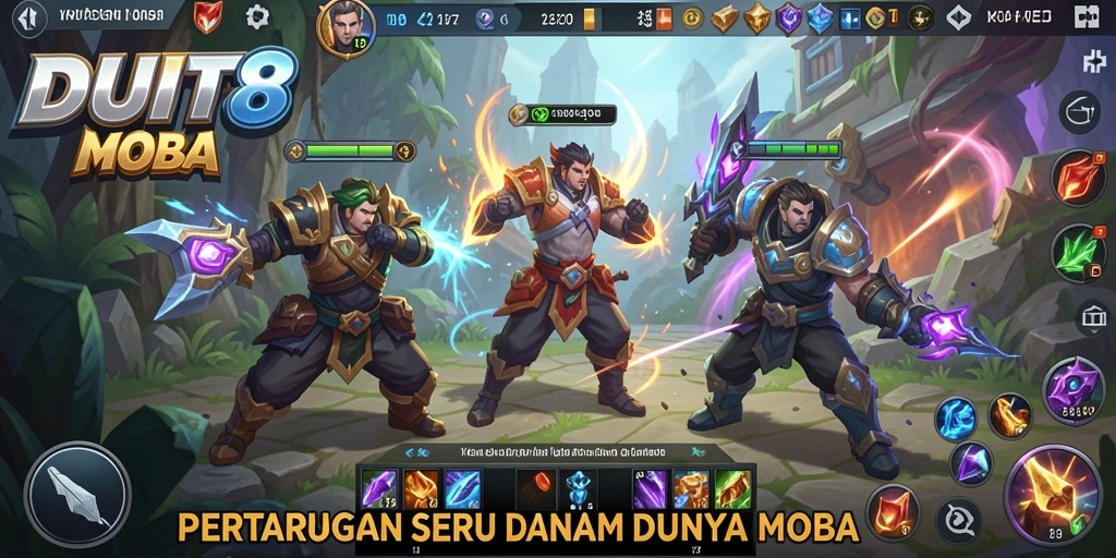 Tampilan seru dari gameplay MOBA DUIT8 yang menegangkan.