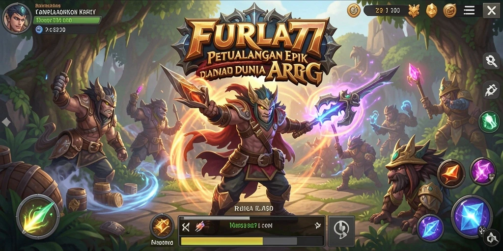 Tangkapan layar gameplay <strong>FURLA77</strong> yang menampilkan pertarungan epik di dunia fantasi.