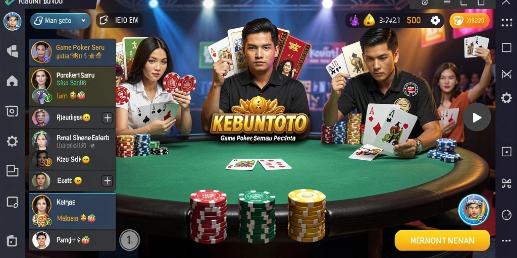 Screenshot menampilkan momen menarik dalam permainan Poker KEBUNTOTO.