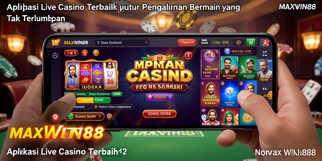 Screenshot gameplay MAXWIN88 menunjukkan dealer profesional dan suasana kasino yang hidup.