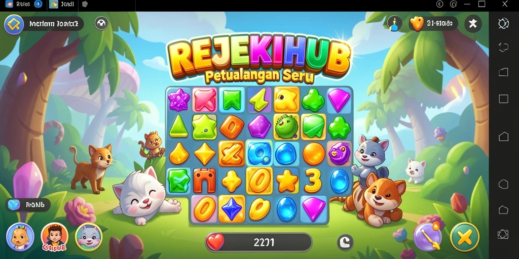 Tampilan gameplay seru REJEKIHUB dengan tantangan Match-3.
