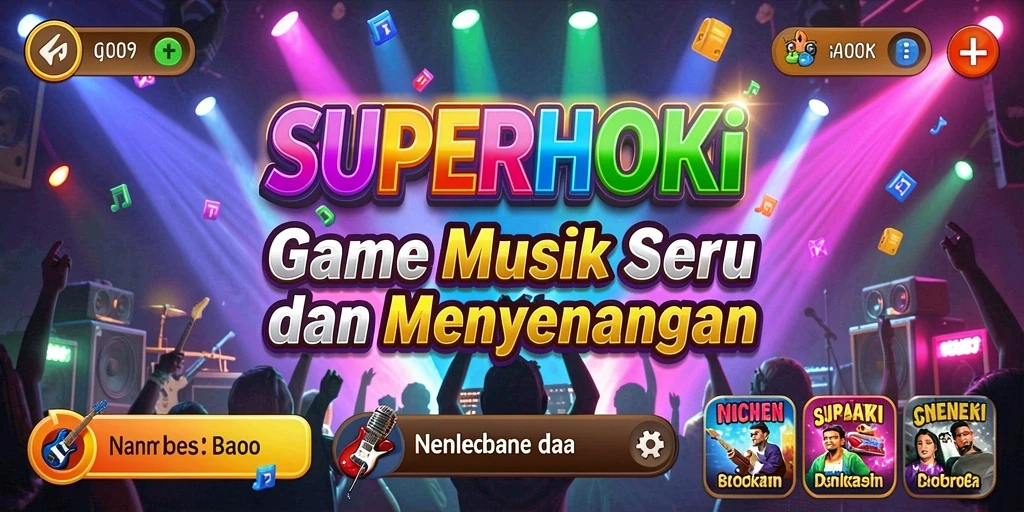 Gameplay SUPERHOKI yang menarik dengan berbagai tantangan musik.